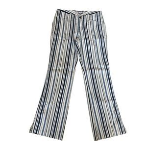 Striped Straight Leg Coastal Preppy Stripe Cotton Beachy Jeans w‎ Slit 5/6 NWT